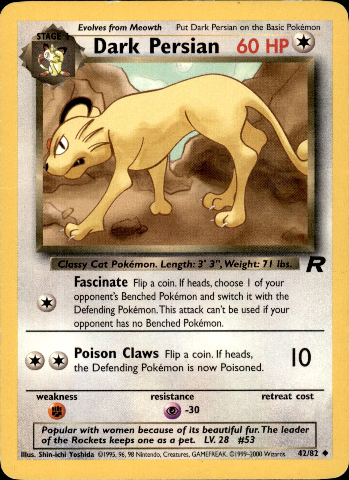 Dark Persian 42/82 Unlimited - Pokemon Team Rocket - MP