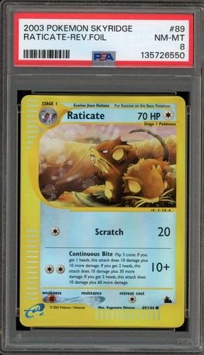 Pokemon Raticate Skyridge Reverse Holo #89 PSA 8