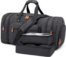 Canvas Travel Duffel Bag Men Weekend Overnight Bag W/ Shoe Compartment