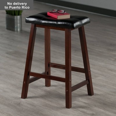Mona Cushion Saddle Seat 24.84'' Counter Height Barstool Hardwood/Toasted Walnut