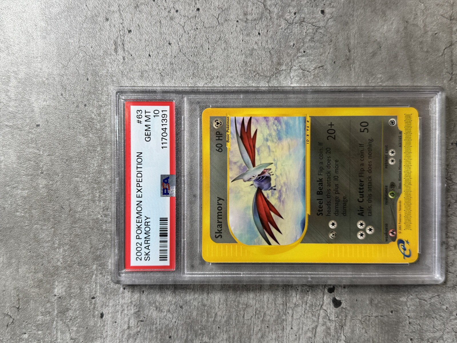 Pokemon Card Skarmory Rare PSA 10 Gem Mint, Expedition Base Set #63, 2002