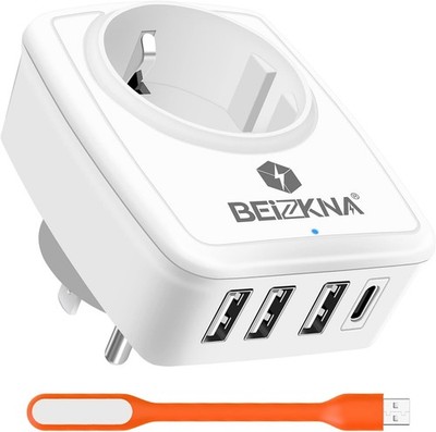 Reiseadapter USA Deutschland Typ B 3x USB USB-C Steckdosenadapter Amerika