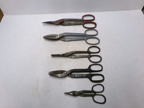Lot of 5 Sheet Metal Tin Snips Shears Craftsman Wiss Pexto