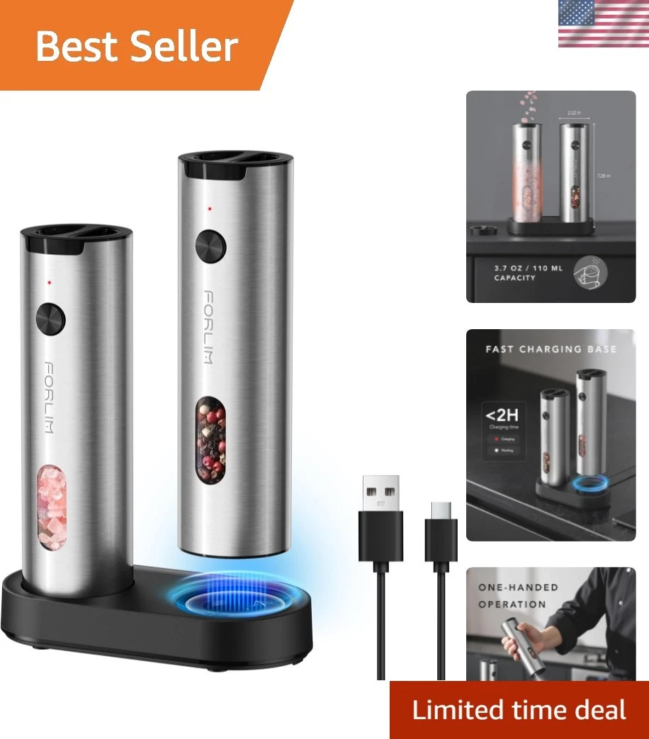 Electric Salt and Pepper Grinder Set Rechargeable, Auto Salt and Pepper Grind...
Opens in a new wind
