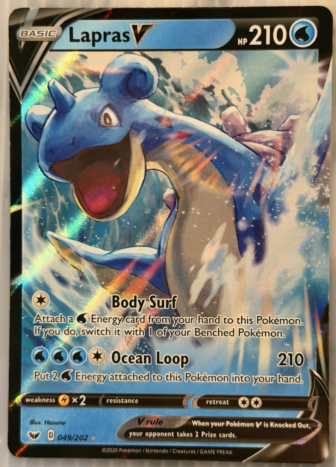 Pokémon TCG Lapras V 049/202 Swsh01: Sword & Shield Ultra Rare Holo NM