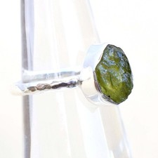 Natural Raw Peridot Stack Ring 925 Sterling Silver Peridot Birthstone Ring-RR144
