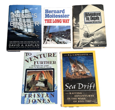 VTG Lot Of 5 Sailing Yachting Rafting Boat Adventure Books The Long Way Excellen