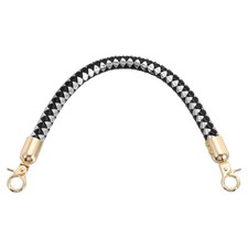 Braided Purse Straps, 11.8 Inch Leather Short Handbag Handle, Black Silver
