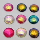 100 Mixed Color With AB Shell Acrylic Flatback Round Cabochons 10mm