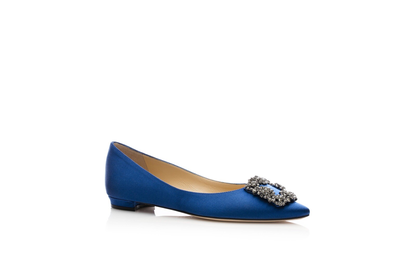 manolo blahnik blue satin