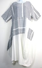 Lagenlook Ladies Pure Linen Long Summer Dress One Pocket One size: Plus 18-22