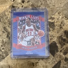 2023-24 Isiah Thomas Panini Prizm PURPLE Optic Holo Winner Stays #14 Detroit B19