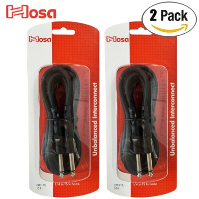 2-PACK Hosa CPP-110 10FT 1/4'' TS Male to Same Unbalanced Interconnect Cable