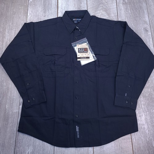 5.11 Tactical Shirt Mens Large Fire Blue Cotton Long Sleeve Pocket Vented Top - Picture 2 of 7