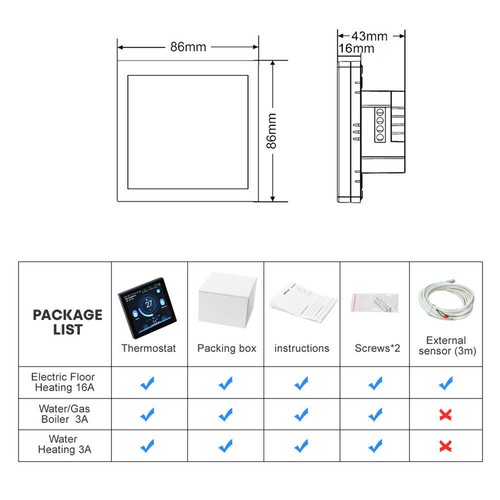 Smart WiFi Bodenthermostat Tuya Elektro / Warmwasserbereitung Temperaturregler - Bild 15 von 16