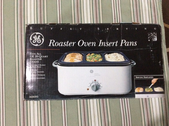 GE Roaster Oven Insert Pans Buffet Serving 18 Quart 169089 Enamal