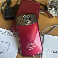 DXG-599V Twist HD High Def Digital Video Camcorder Bundle Battery Charger More 