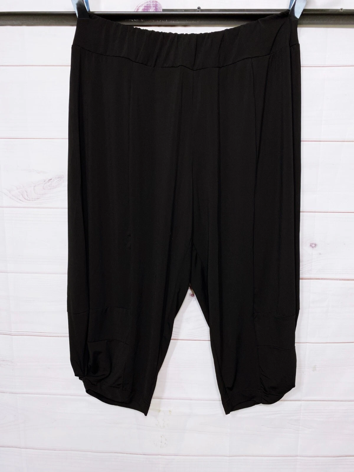 Avenue Womens Kenzie Drap Capri Pants Size 20 Black Stretch Pull On