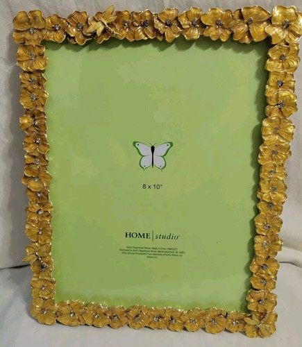 Goldener Blumen Fotorahmen 8 x 10" Libellen Strass Schmuck