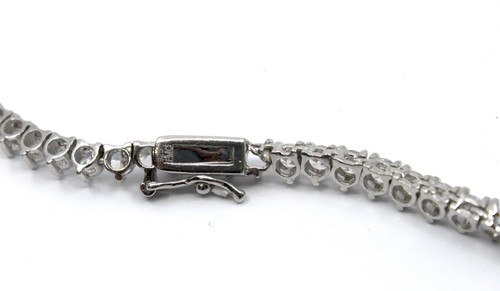 Graduating Tennis Necklace with Cubic Zirconia in Sterling Silver 16.5"In - Picture 10 of 10