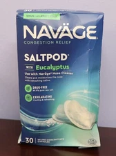 Navage Sinus Congestion Relief SaltPod 30 Eucalyptus Saline Capsules Exp 05/27