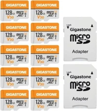 Gigastone 128GB Micro SD Card (10-Pack), 4K UHD , Switch Compatible V30 Class 10