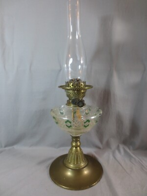 VINTAGE ANTIQUE MADE IN ENGLAND DUPLEX OIL LAMP & CHIMNEY SHEPARDS HUT FARMHOUSE