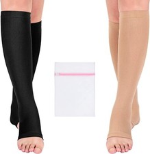 Medical Relief High knee Compression Socks Flight Stockings Support Open Toe XXL