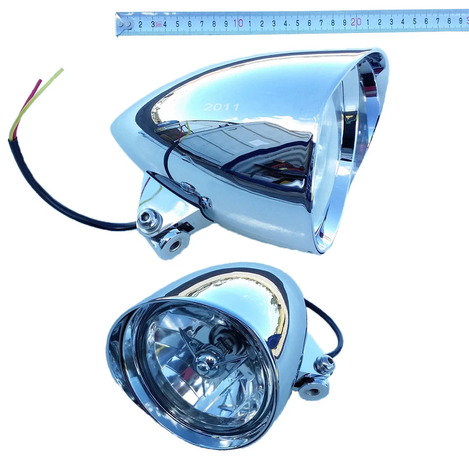 Faro cromado Bullet Tri Bar 5,75" para Sportster Dyna Softail Chopper FXEF Foto 2 de 4