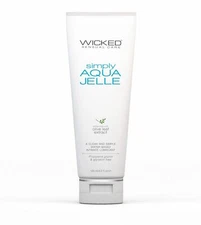 Wicked Simply Aqua Jelle Olive Leaf Extract Water Based Lubricant 4 oz