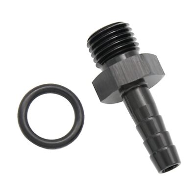 Aluminum -4 AN ORB Male to 1/4''6.35mm Barb Push On Hose Fitting Adapter Black
