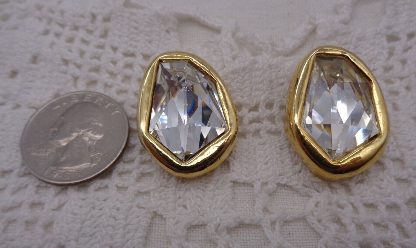 Vintage KENNETH JAY LANE KJL Large Chunky Clear C… - image 2