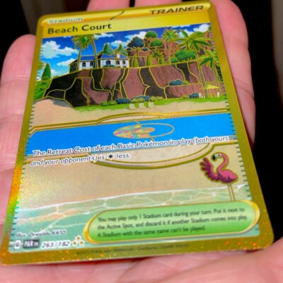 Beach Court - Secret Gold Hyper Rare -263/182 - Paradox Rift - Pokemon~VERY MINT | eBay Beach Court - Secret Gold Hyper Rare -263/182 - Paradox Rift - Pokemon~VERY MINT | eBay