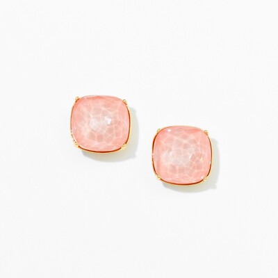 Touchstone Crystals by Swarovski SQUARED OFF Earrings FLAMENGO  Gold Plating
