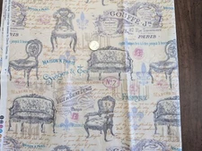1Yd/43" 100%cotton VICTORIAN VINTAGE/David Textiles - French Furniture print NEW