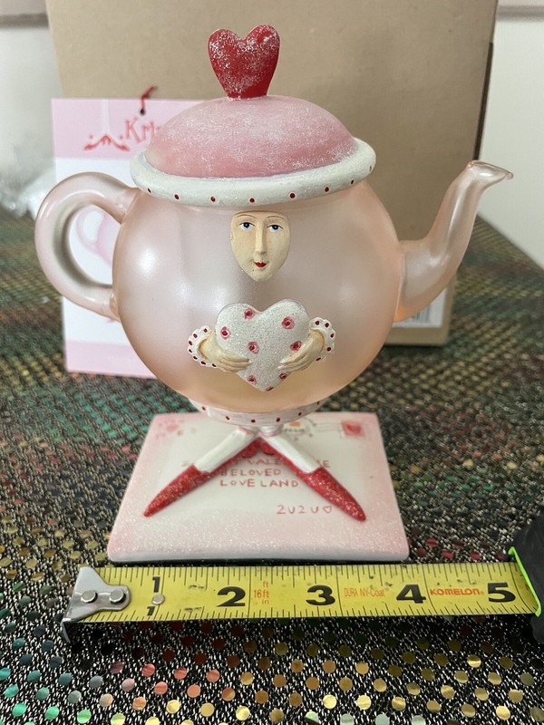 Dept 56 Krinkles Glass TEAPOT Pink Candle Holder NIB Valentines Rare