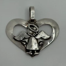 Jeep Collins Sterling Silver Angel Heart Shaped Pendant