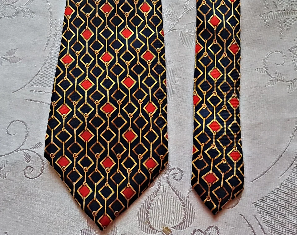 Corbata de cuello vintage auténtica Francia Cerruti 1881 París joyería arte seda para hombre Foto 2 de 4