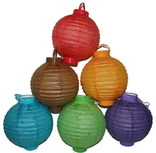 6 Battery-operated, Assorted Color Chinese Japanese Paper Lantern 6" or 10"