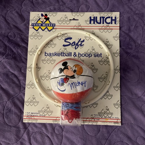 VTG Hutch Disney Co Team Mickey Mouse Soft Basketball + Hoop Toy MIP New Set - Picture 1 of 10