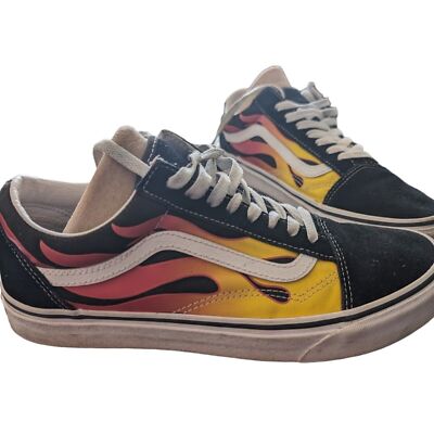 Vans Old Skool Flames Men s Size 9 GUC Skate boarder Shoes Sneakers Classic