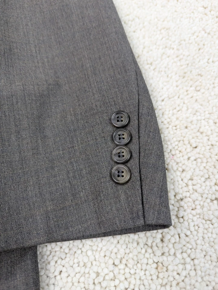 Terno masculino Bill Blass 40R 36x29 cinza marrom lã vintage 2 peças etiqueta preta 2 BTN - Imagem 3 de 4