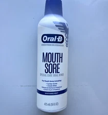 Oral B Mouth Sore Oral Rinse, Soothing Mint Flavor, 475 mL 16 fl oz 1 Pack