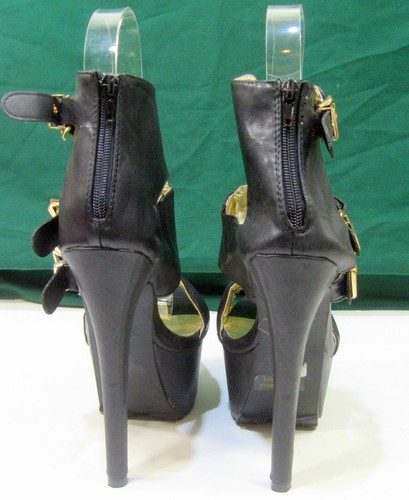 Black 6.5"Stiletto High Heel 2.5"Platform Ankle Strap Shoes Women Size 7.5 - Imagen 3 de 4