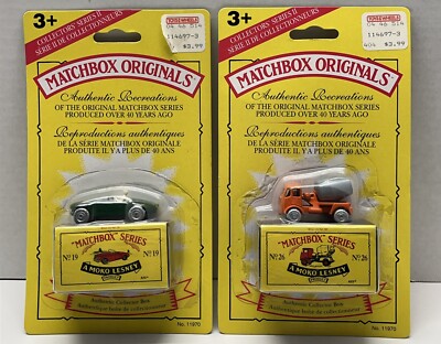 2 Matchbox Originals Authentic Recreations No. 19 & No. 26. Sealed NIB ...