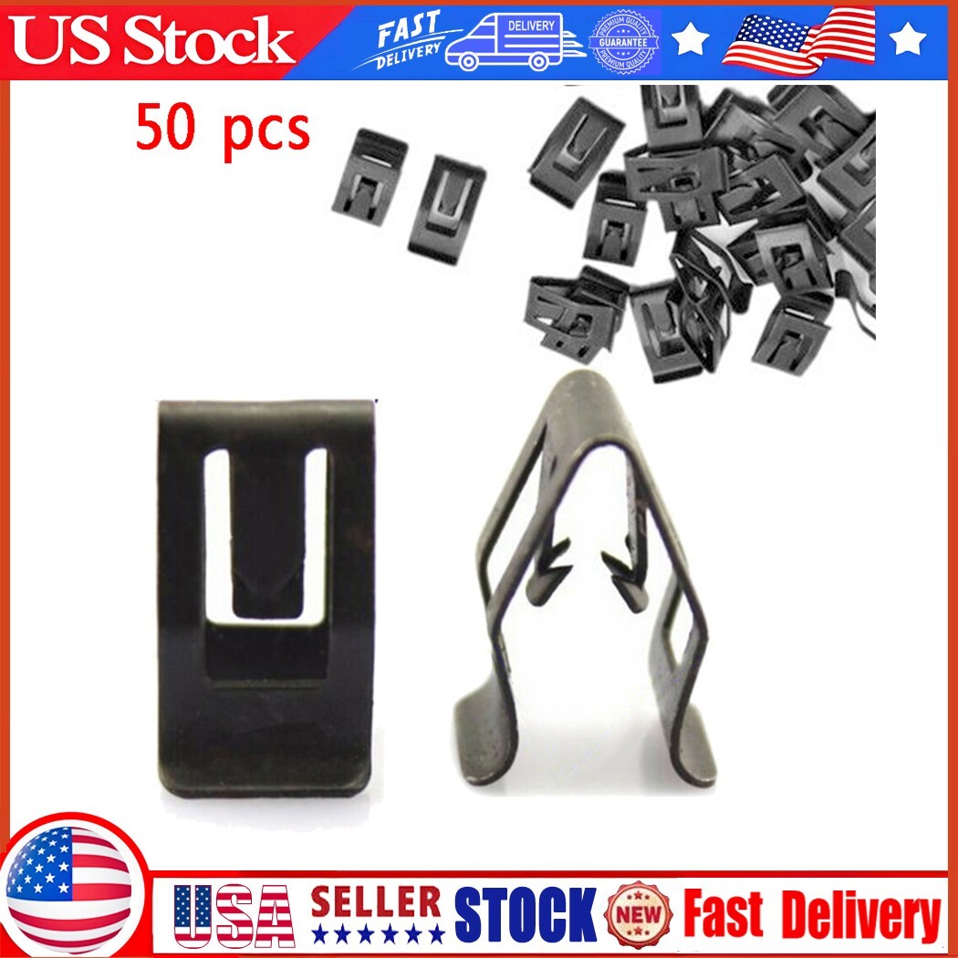 50PCS Car Console Dashboard Panel Metal Retainer Clips Interior Trim Fasteners