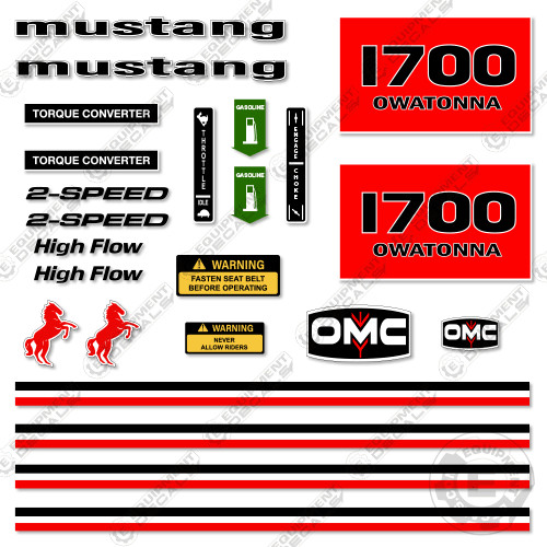 Fits OMC Mustang 1700 Decal Kit Skid Steer - GASOLINE VERSION!