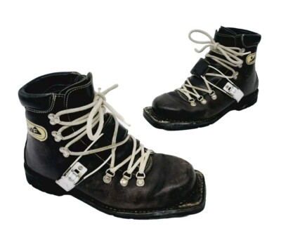 Vtg Scarpa Fabiano 3-Pin 75mm Ski Boots Leather Alpine Ski Boots Men's Size 9 US