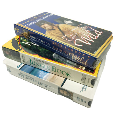 3 Epic Adventure Movies VHS Tapes Robinson Crusoe Call of Wild Jungle Book