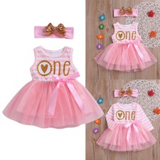 Baby Girl 1st Birthday Party Letter Print Party Outfit Tutu Dress Skirts Clothes